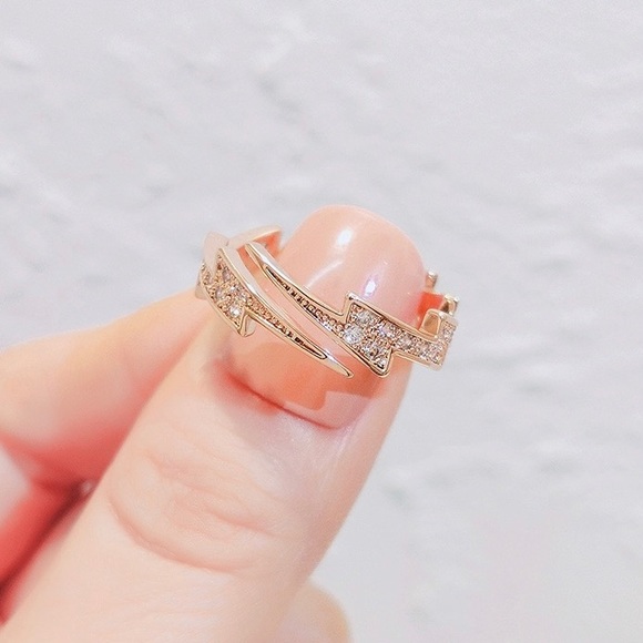 14K Rose Gold Plated Adjustable Lightning Ring for Women - Picture 5 of 5
